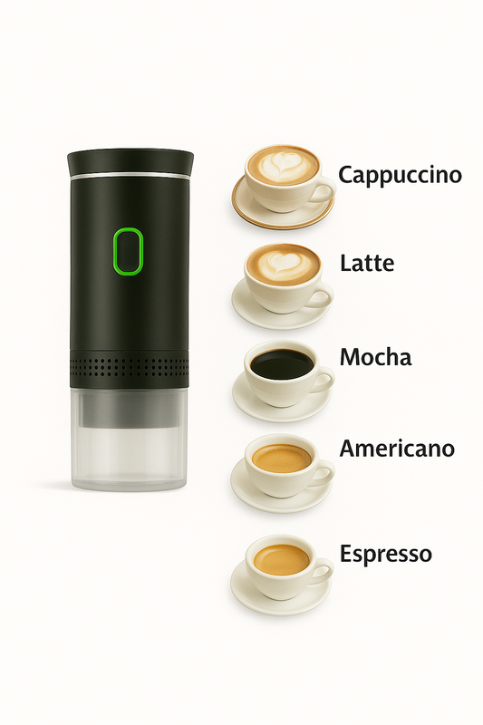 Cafetière portable électrique 3-en-1 – Capsules & Moulu, Chaud ou Froid